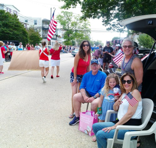 A family affair. Grovers set up in front of their house.